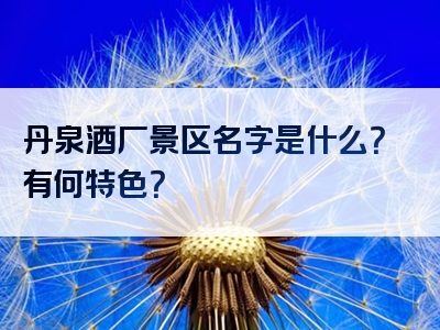 丹泉酒厂景区名字是什么？有何特色？