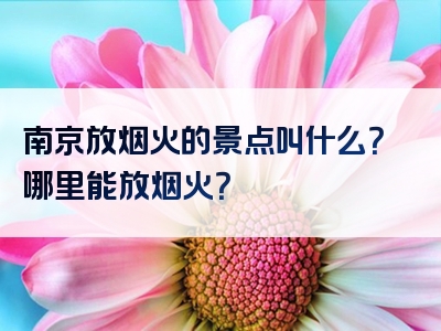 南京放烟火的景点叫什么？哪里能放烟火？