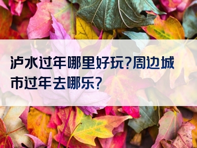 泸水过年哪里好玩？周边城市过年去哪乐？