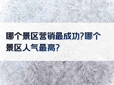 哪个景区营销最成功？哪个景区人气最高？