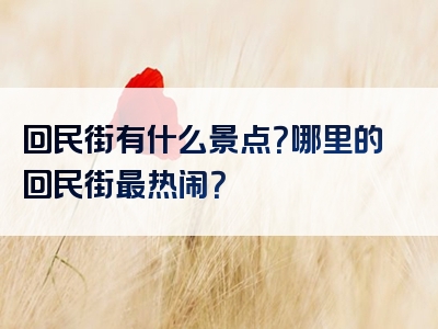 回民街有什么景点？哪里的回民街最热闹？
