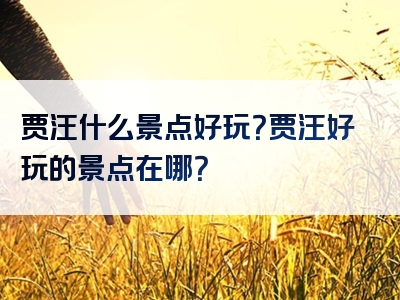 贾汪什么景点好玩？贾汪好玩的景点在哪？