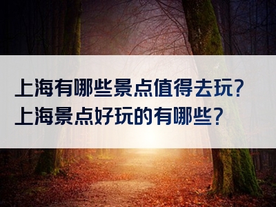上海有哪些景点值得去玩？上海景点好玩的有哪些？