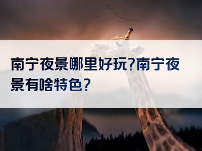 南宁夜景哪里好玩？南宁夜景有啥特色？