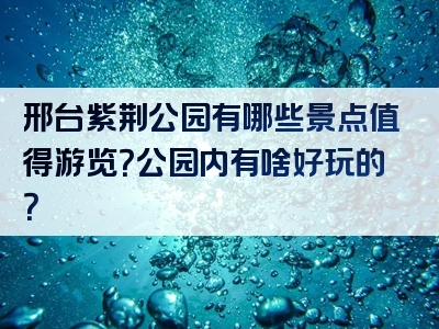 邢台紫荆公园有哪些景点值得游览？公园内有啥好玩的？