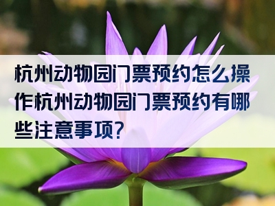 杭州动物园门票预约怎么操作杭州动物园门票预约有哪些注意事项？