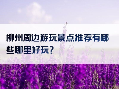 柳州周边游玩景点推荐有哪些哪里好玩？