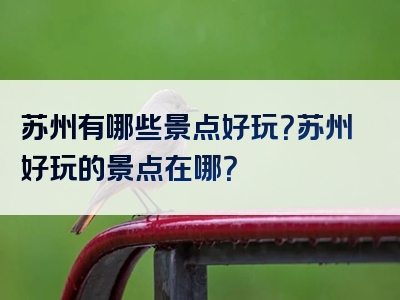 苏州有哪些景点好玩？苏州好玩的景点在哪？