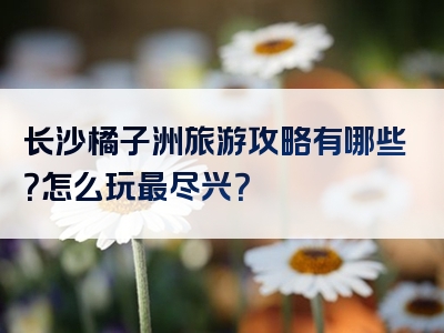 长沙橘子洲旅游攻略有哪些？怎么玩最尽兴？