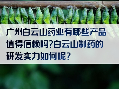 广州白云山药业有哪些产品值得信赖吗？白云山制药的研发实力如何呢？