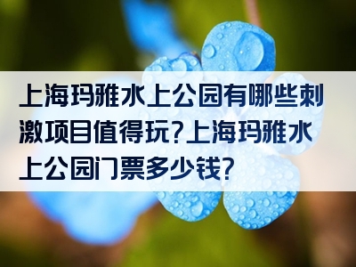 上海玛雅水上公园有哪些刺激项目值得玩？上海玛雅水上公园门票多少钱？