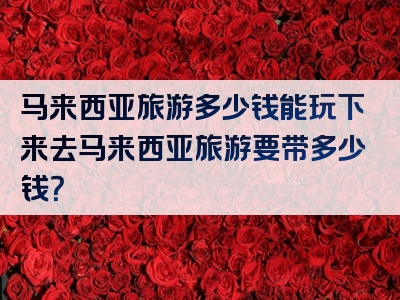 马来西亚旅游多少钱能玩下来去马来西亚旅游要带多少钱？