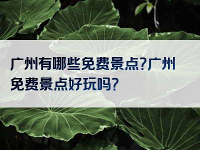 广州有哪些免费景点？广州免费景点好玩吗？