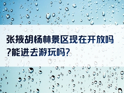 张掖胡杨林景区现在开放吗？能进去游玩吗？