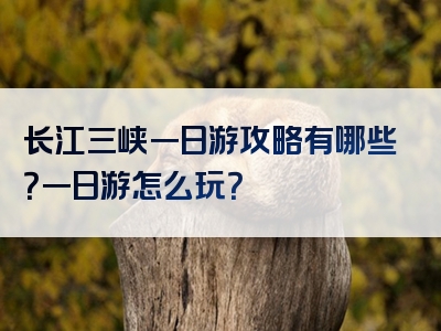 长江三峡一日游攻略有哪些？一日游怎么玩？