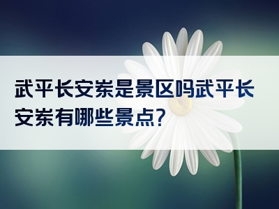 武平长安岽是景区吗武平长安岽有哪些景点？