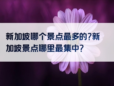 新加坡哪个景点最多的？新加坡景点哪里最集中？