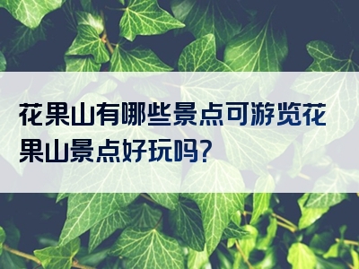 花果山有哪些景点可游览花果山景点好玩吗？