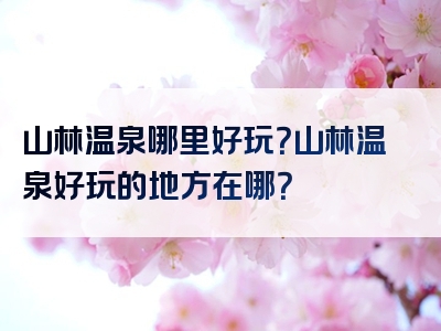 山林温泉哪里好玩？山林温泉好玩的地方在哪？
