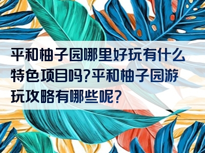 平和柚子园哪里好玩有什么特色项目吗？平和柚子园游玩攻略有哪些呢？