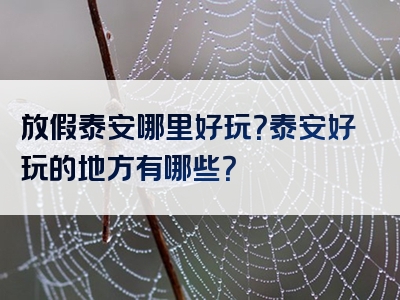 放假泰安哪里好玩？泰安好玩的地方有哪些？