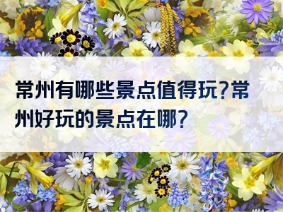 常州有哪些景点值得玩？常州好玩的景点在哪？