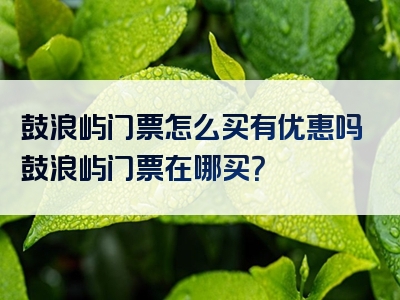 鼓浪屿门票怎么买有优惠吗鼓浪屿门票在哪买?