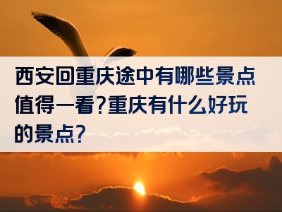 西安回重庆途中有哪些景点值得一看？重庆有什么好玩的景点？