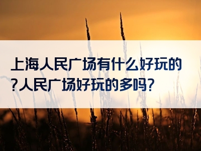 上海人民广场有什么好玩的？人民广场好玩的多吗？