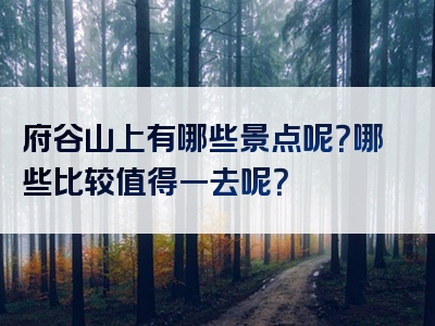 府谷山上有哪些景点呢？哪些比较值得一去呢？