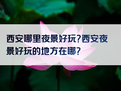 西安哪里夜景好玩？西安夜景好玩的地方在哪？