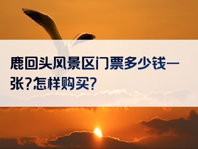 鹿回头风景区门票多少钱一张？怎样购买？