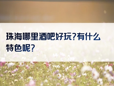 珠海哪里酒吧好玩？有什么特色呢？