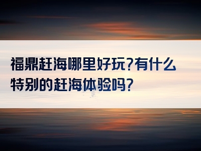 福鼎赶海哪里好玩？有什么特别的赶海体验吗？