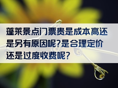 蓬莱景点门票贵是成本高还是另有原因呢？是合理定价还是过度收费呢？
