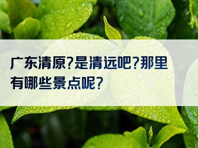 广东清原？是清远吧？那里有哪些景点呢？