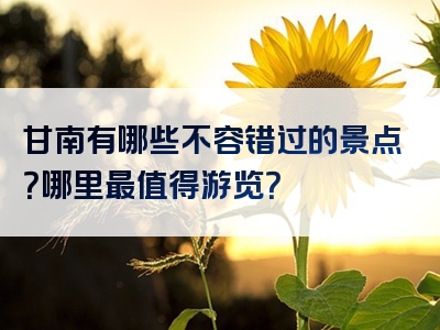 甘南有哪些不容错过的景点？哪里最值得游览？