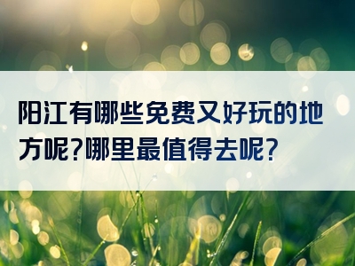 阳江有哪些免费又好玩的地方呢？哪里最值得去呢？