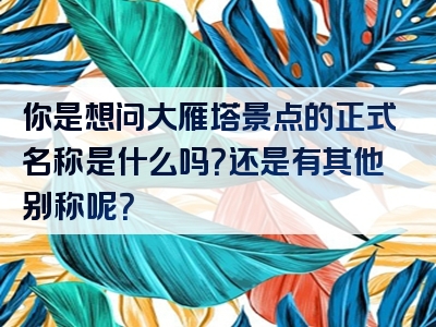 你是想问大雁塔景点的正式名称是什么吗？还是有其他别称呢？