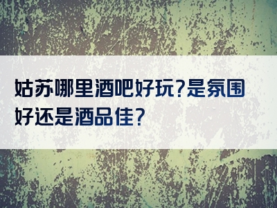 姑苏哪里酒吧好玩？是氛围好还是酒品佳？