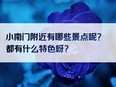 小南门附近有哪些景点呢？都有什么特色呀？