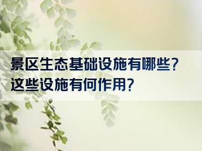 景区生态基础设施有哪些？这些设施有何作用？