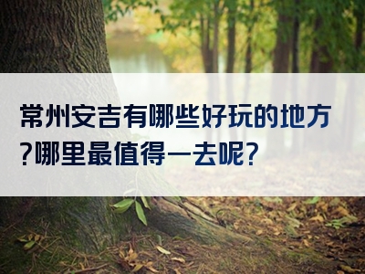 常州安吉有哪些好玩的地方？哪里最值得一去呢？