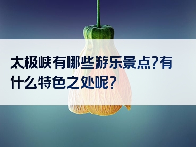 太极峡有哪些游乐景点？有什么特色之处呢？