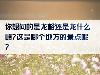 你想问的是龙峪还是龙什么峪？这是哪个地方的景点呢？