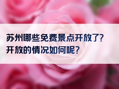 苏州哪些免费景点开放了？开放的情况如何呢？