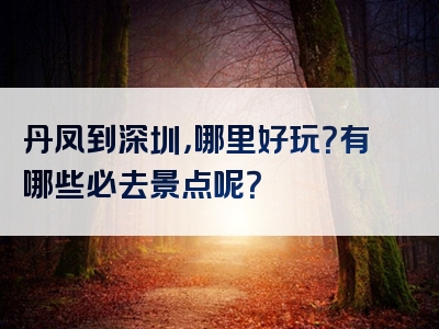 丹凤到深圳，哪里好玩？有哪些必去景点呢？