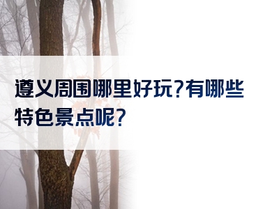 遵义周围哪里好玩？有哪些特色景点呢？