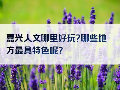 嘉兴人文哪里好玩？哪些地方最具特色呢？