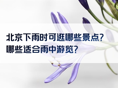 北京下雨时可逛哪些景点？哪些适合雨中游览？